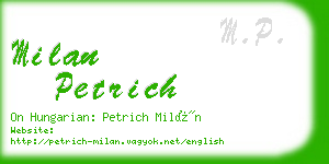 milan petrich business card